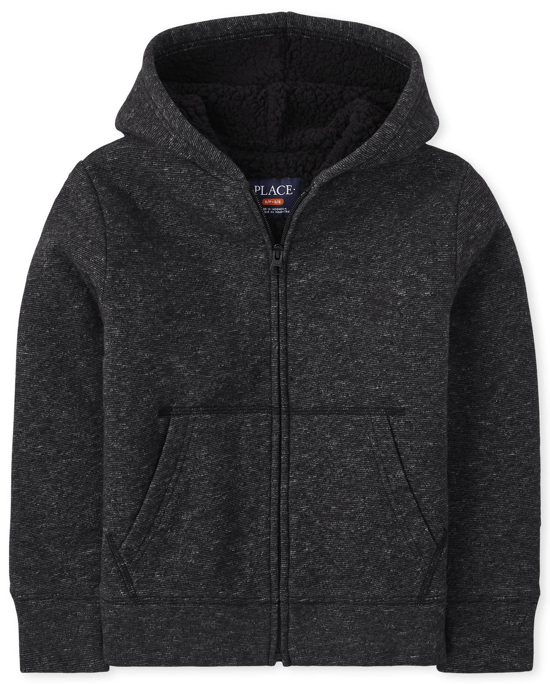 The Children's Place Boys' Long Sleeve, Sherpa Lined, Zip-Front Hoodie Sweatshirt