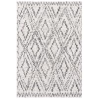 SAFAVIEH Jericho Shag Collection Area Rug - 9' x 12', Ivory & Black, Moroccan Boho Design, Non-Shedding & Easy Care, 1.2-inch Thick Ideal for High Traffic Areas in Living Room, Bedroom (JER104A)