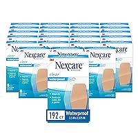 Nexcare Waterproof Bandages, Stays on in the Pool, Holds for 12 Hours, Clear Bandages for Knees and Elbows - 8 Pack Waterproof Bandages