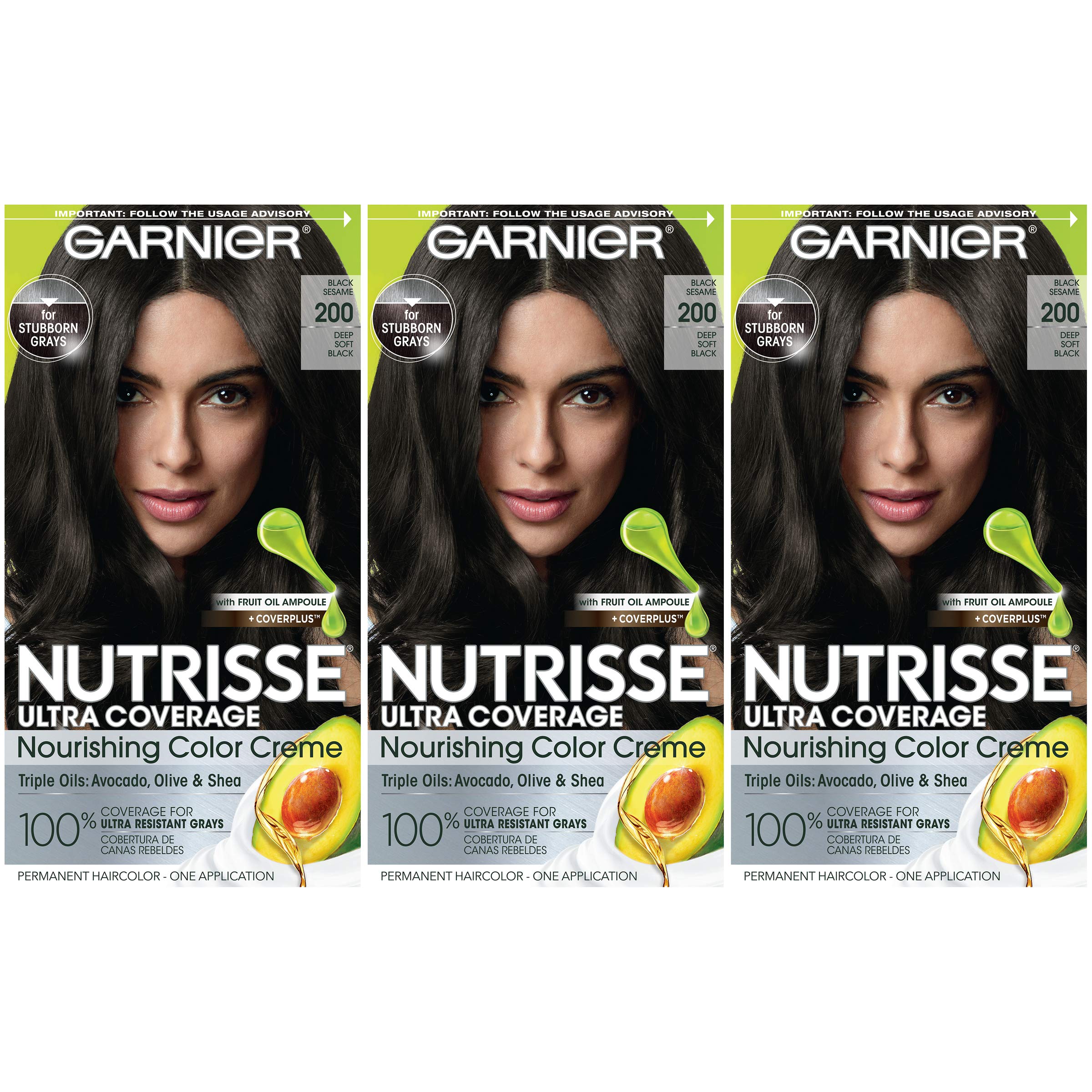 Mua Garnier Hair Color Nutrisse Ultra Coverage Nourishing Creme, 200 Deep  Soft Black (Black Sesame) Permanent Hair Dye, 3 Count (Packaging May Vary)  trên Amazon Mỹ chính hãng 2023 | Giaonhan247