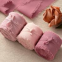 Mothers Day Ribbon, 3 Rolls Dusty Rose Flower Ribbons, 1.5