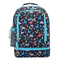 Bentgo® Kids Prints 2-in-1 Backpack & Insulated Lunch Bag - Durable, Lightweight, Colorful Prints for Girls & Boys, Water-Resistant Fabric, Padded Straps & Back, Large Compartments (Dinosaur)