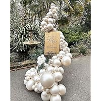 Pearl White Double-Stuffed Balloons Different Sizes 74Pcs 5/10/12/18 inch White Sand Pearl Ivory Boho Neutral Balloon Arch Garland kit for Wedding Bridal Baby Shower Birthday Anniversary Decorations