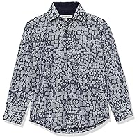Isaac Mizrahi Boy's Long Sleeve Leopard Pattern Button Down Shirt