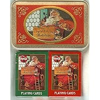 Playing Cards: 1998 Coca Cola Coke Santa ~ Two Decks ~ in a Collectible Tin