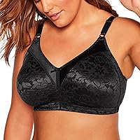 Women's Double Support Lace Wireless Bra, Stay-in-Place Straps, Wirefree Bra