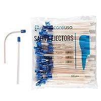 2000 Dental Saliva Ejectors Disposable - Medical Grade Latex Free Evacuation Suction Tips - Flexible Clear Tube with Blue Tip (20 Bags of 100) by PlastCare USA
