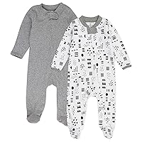 Sleep and Play Footed Pajamas One-Piece Sleeper Jumpsuit Zip-front PJs Organic Cotton for Baby Boys, Unisex