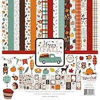Echo Park Paper Company Happy Fall Collection Kit, Orange, red, Teal, Brown, Yellow, 12-x-12-Inch