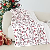 Reversible and Ultra-Plush Flannel Fleece-Winter Christmas Sherpa Throw- Lightweight Soft and Cozy-Holiday Decorative Throw, Perfect for Lounging, 50 x 60 inches, Red Cardinal