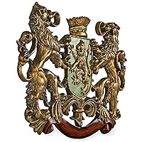 Design Toscano Heraldic Royal Lions Coat of Arms Wall Sculpture, 30 Inch, Full Color