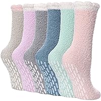 FNOVCO Non Slip Socks for Women Winter Warm Cozy Fuzzy Slipper Socks Soft Fluffy Hospital Socks with Grips