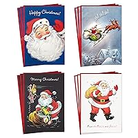 Hallmark Boxed Christmas Cards, Vintage Santa Claus (4 Designs, 12 Cards and Envelopes)