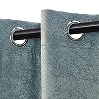 Superior Blackout Curtains, Room Darkening Window Accents, Sunblocking, Thermal, Modern Geometric Waves with Grommets, Curtain Set of 2 Panels, 42 W X 108 L, Teal