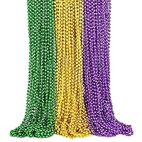 Eunvabir 72pcs Mardi Gras Beads Necklaces Bulk, 33’’ Multicolors Carnival Accessories for Costume Toy Kids Women Men Masquerade Party Decor Supplies