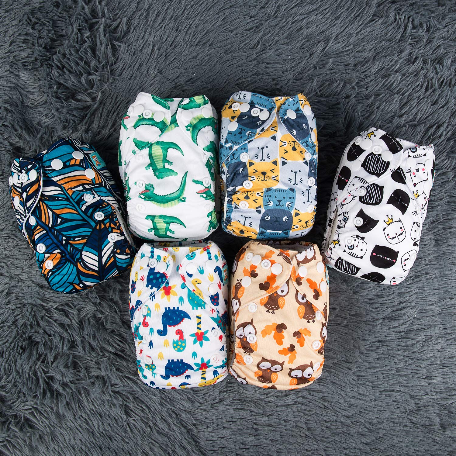 ALVABABY Pocket Newborn for Less Than 12pounds Baby Snaps Cloth Diapers Nappy 6pcs with 12 Inserts 6SVB10