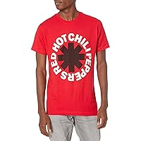Red Hot Chili Peppers Men's Standard Official Black Asterisk on Red T-Shirt