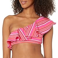 Trina Turk Women's Standard Marai Asymmetrical Ruffle Bikini Top-Swimwear Separates