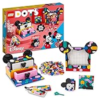 LEGO DOTS Disney Mickey & Minnie Mouse Back-to-School Project Box 41964 6in1 Toy Arts and Crafts Building Set with Bag Tags, Sticker Patch and Desk Tidy, Creative Gift Idea for Kids Boys Girls 6+