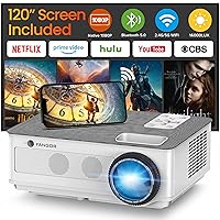 5G WiFi Bluetooth Projector 1080P Native, 16000L 450ANSI Outdoor Projectors [Projector Screen Included],300