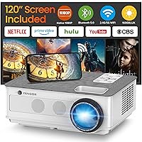 FANGOR 5G WiFi Bluetooth Projector 1080P Native, 16000L 450ANSI Outdoor Projectors [Projector Screen Included],300