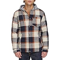 Levi's Men's Quilted Plaid Puffer with Jersey Hood