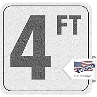 4FT Pool Depth Markers, 6x6 Inches Vinyl Pool Stickers, Swimming Pool Number Markers, Pool Safety Signage, Adhesive Pool Depth Markers Stickers for Decks, MADE IN USA - (1 Pack)
