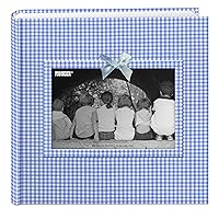 Pioneer Photo Albums 200-Pocket Gingham Fabric Frame Cover Photo Album for 4 by 6-Inch Prints, Blue