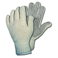 MCR Safety 9658L Cotton/Polyester String Knitted Multi-Purpose Gloves with White Hemmed Cuff, Natural, Large, 1-Pair