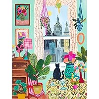 500 Piece Puzzle for Adults Hygge Collection Cat in Window Rhi James Blueboard Jigsaw and Candle by KI Puzzles
