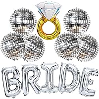 KatchOn, Giant Bride Balloons Silver - 40 Inch | Silver Disco Ball Balloons - Pack of 6 | Bachelorette Party Decorations | 4D Sphere Disco Balloons | Silver Bride Balloons, Silver Party Decorations