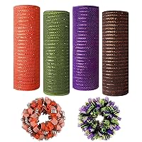 4 Rolls Deco Mesh Ribbon for Wreaths, 30 Ft Long 10 Inch Wide Wreath Making Supplies Crafts for Easter St. Patrick's Day 4th of July Independence Day Fall Halloween Christmas Wreath Decorations