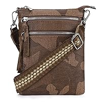 befen Small Genuine Leather Crossbody Purses for Women Cross Body Bag Shoulder Handbags with Multiple Zipper Pockets