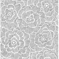 NuWallpaper NUS4047 Charcoal Saraya Peel & Stick Wallpaper, Grey