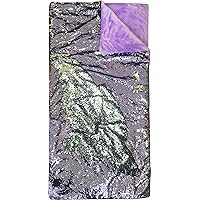 American Kids Super Cozy Reversible Sequin Sleeping Slumber Bag, Royal Plush & Luxurious Dazzle-Purple
