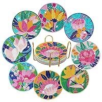 Diamond Art Coasters (8 Pack) | Diamond Painting Coasters | Beautiful Botanical Designs | Diamond Art Coasters Kit | Diamond Painting Coasters Kit | Diamond Dotz Coasters