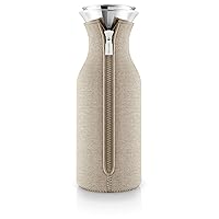 EVA SOLO | Fridge Carafe 34oz | For Hot & Cold Drinks | Dishwasher-safe Borosilicate Glass | Stainless steel & Silicone Pouring Lip | Danish Design, Functionality & Quality | Pearl beige