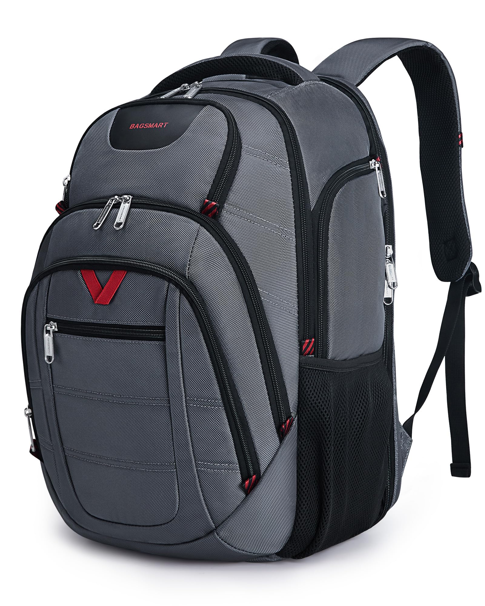 BAGSMART 45L Travel Laptop Backpack, TSA 17.3 Inch Laptop Backpack Flight Approved Travel Backpack with USB Charger Hole, Water Resistant College Computer Backpack Business Weekender Bag - Grey
