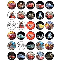 30 x Edible Cupcake Toppers – Cars Lightning McQueen Themed Collection of Edible Cake Decorations | Uncut Edible on Wafer Sheet