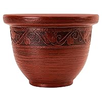 The HC Companies 14 Inch Decorative Round Planter - Lightweight Premium Resin Plant Pot with a Ceramic Look for Indoor Outdoor Use, Phoenix Red