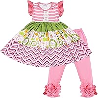Baby Toddler Little Girls Happy Spring Easter Persnickety Outfits - Dress & Capris or Leggings