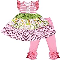 Angeline Baby Toddler Little Girls Happy Spring Easter Persnickety Outfits - Dress & Capris or Leggings