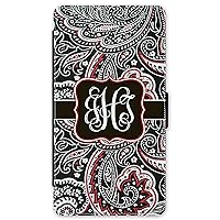 iPhone 11 Pro, Phone Wallet Case Compatible with iPhone 11 Pro [5.8 inch] Black Red Paisley Monogrammed Personalized Protective Case IP11PW