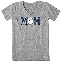 Life is Good Women's Baseball Mom Athletic Crusher Vee Short Sleeve T-Shirt-Cotton Graphic Casual Tee