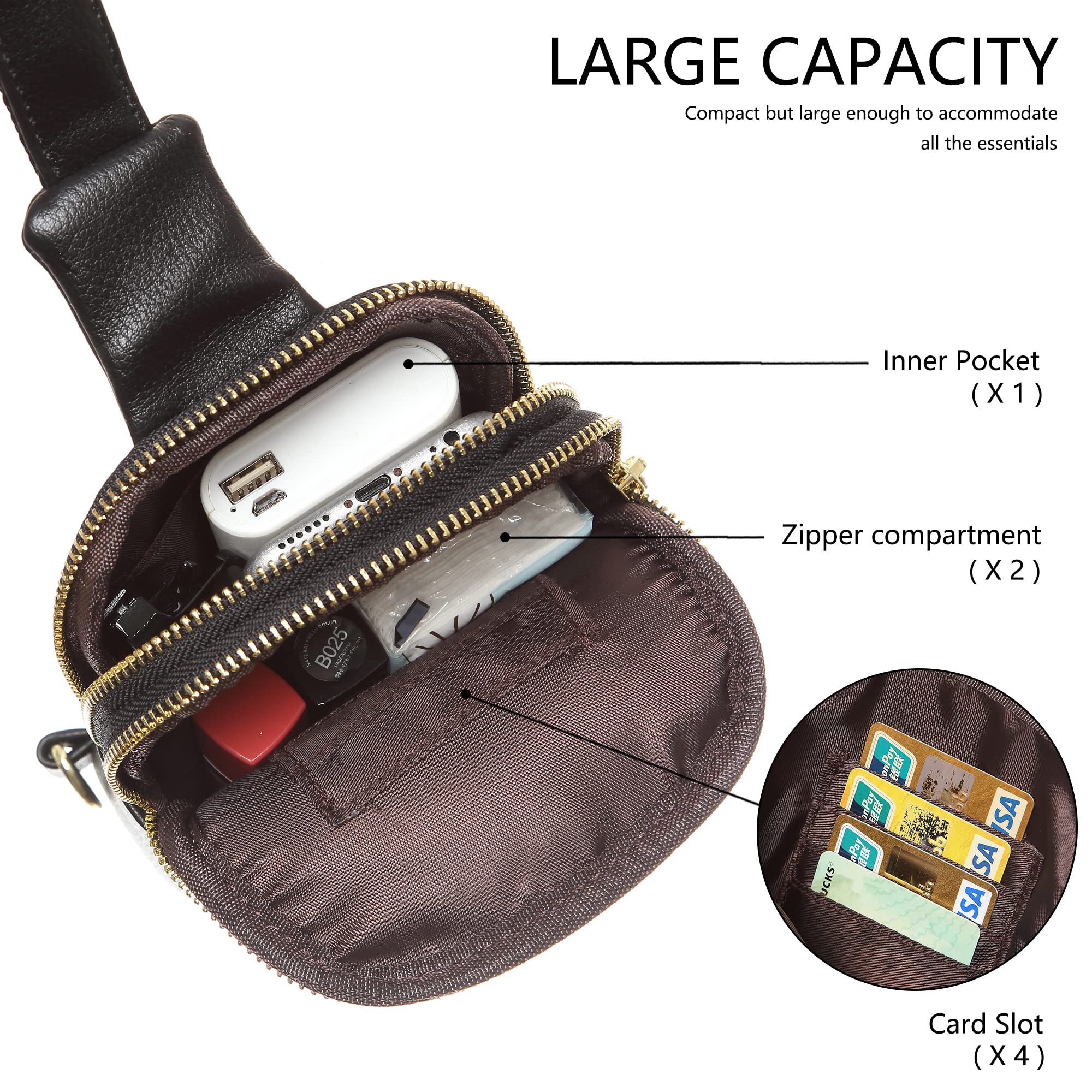 INICAT Small Sling Bag Crossbody Vegan Leather Fanny Packs for Women Women Fashionable Chest Bag for Travel