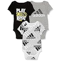 adidas baby-boys 3-pack Short Sleeve Bodyshirt Set