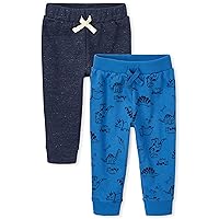 The Children's Place Baby Toddler Boys Dino Fleece Jogger Pants 2-Pack