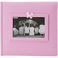 Pioneer Photo Albums 200-Pocket Gingham Fabric Frame Cover Photo Album for 4 by 6-Inch Prints, Pink