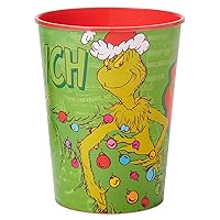 American Greetings 8-Count 16 oz. Reusable Plastic Cups, The Grinch Christmas Party Supplies