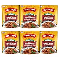 Organic 3 Bean Madras Lentils, 10 Ounce, Pack of 6, Simmered With Tomato & Spices, Ready to Eat, Microwavable